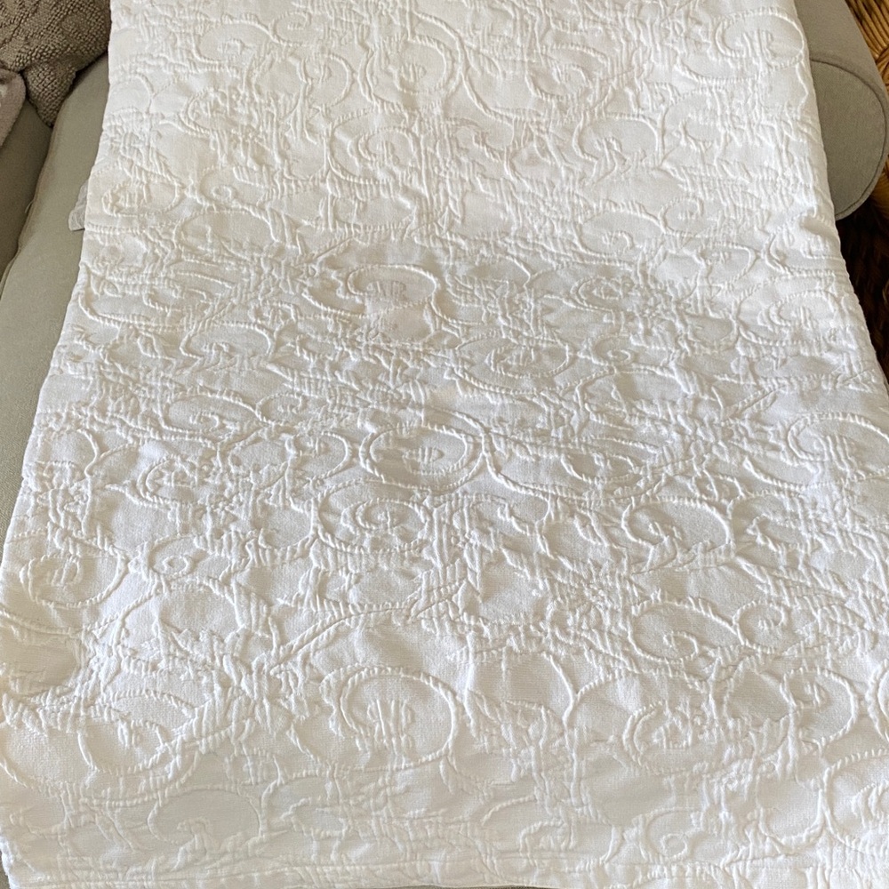 Pottery Barn Cream Embroidered Quilt